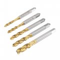 Uxcell M3 M4 M5 M6 M8 Spiral Flute Taps Set Titanium Coated High-speed Steel Machine Thread Metric Screw 5pcs