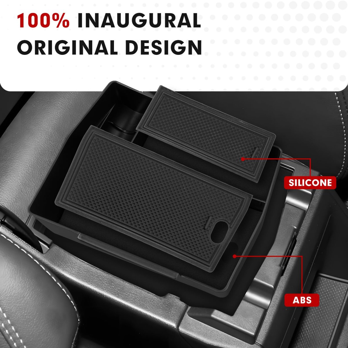 Center Console Organizer For 2025 2026 Subaru Forester Armrest Storage Box Secondary Insert Tray With Black Silicone Mats