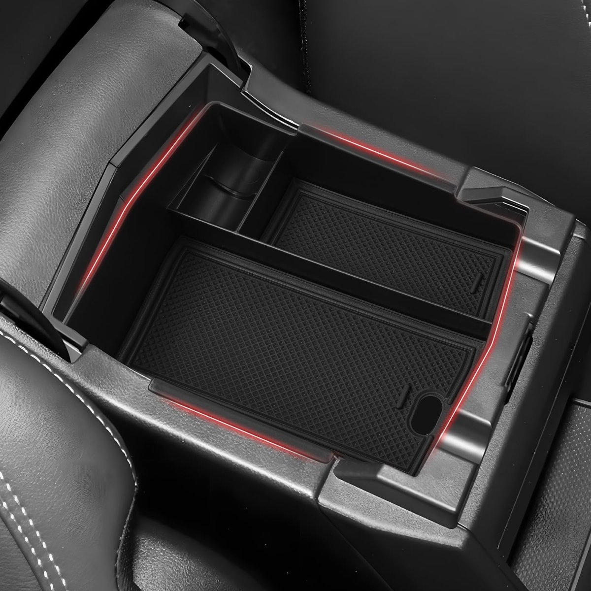 Center Console Organizer For 2025 2026 Subaru Forester Armrest Storage Box Secondary Insert Tray With Black Silicone Mats
