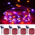 Sanjicha Orange And Purple Solar Halloween Lights Outdoor Waterproof 4-pack 132 Ft 400 Led String Black Wire 8 Modes Fairy For 