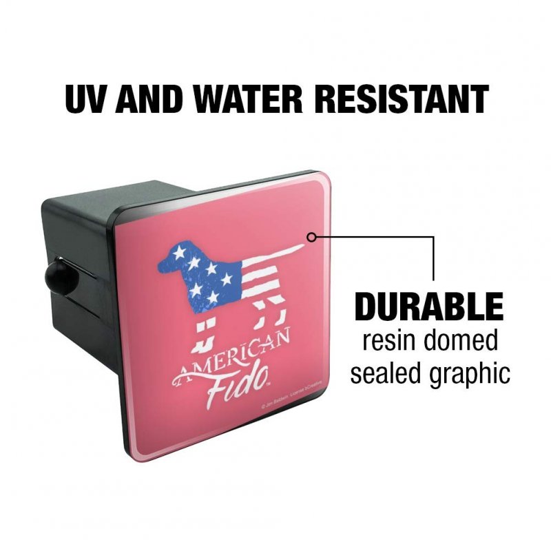 American Fido Dog Flag Tow Trailer Hitch Cover Plug Insert For 2 In Receivers Black Abs Plastic With Uv Resistant Resin Top