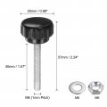 Uxcell 4 Set M6 X 40mm Male Thread Knurled Knobs Thumb Screws With Nuts Washers Clamping Knob Grip 25mm Plastic Head Hand