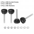Uxcell 4 Set M6 X 40mm Male Thread Knurled Knobs Thumb Screws With Nuts Washers Clamping Knob Grip 25mm Plastic Head Hand