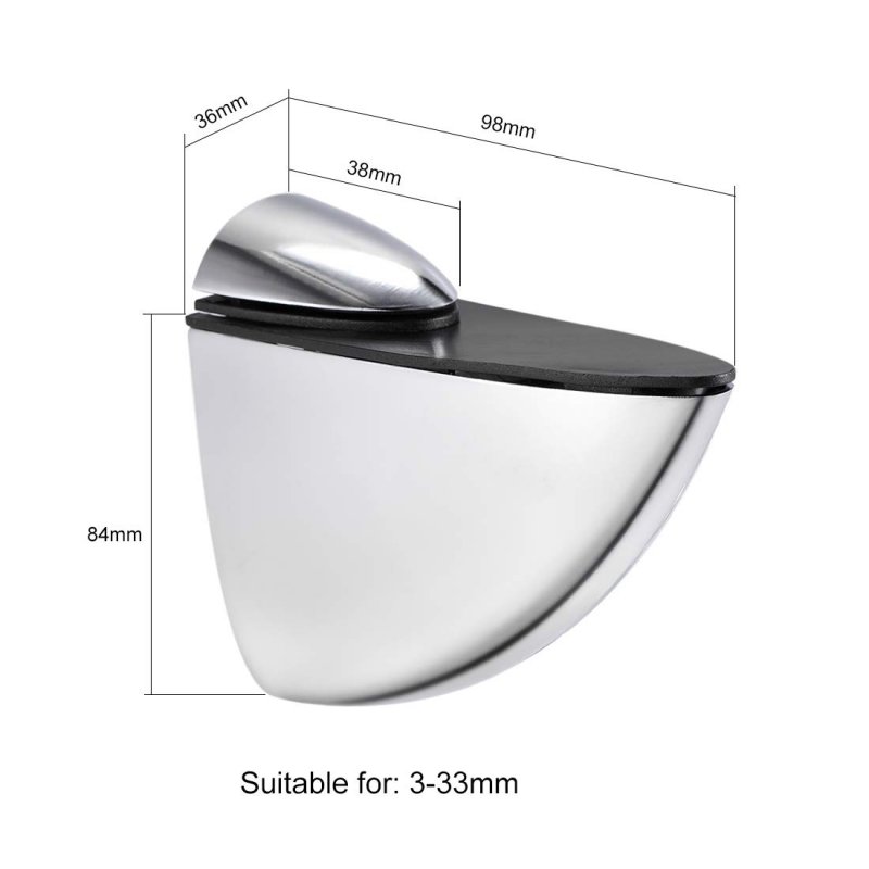 Glass Shelf Bracket Wall Mount Adjustable Zinc Alloy Bright Chrome Holder For 3-33mm Thickness 2pcs