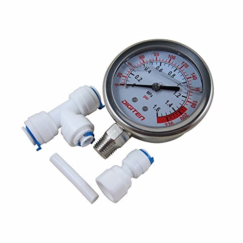 Water Pressure Gauge Meter 0 To 1 6mpa 220psi For Reverse Osmosis System Pump 3 8 In Quick Connect Fitting 2 Diameter Stainless
