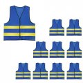 Aieoe 10 Pcs Construction Worker Vest Hi Visibility Heavy Duty Safety Weatherproof Surveyor Fitted With Sliver Reflective Tape 