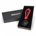 Serasar Leather Car Key Ring With Stainless Steel Key-ring Additional Rings For Small Keys Ideal Cars Motorcycles Bicycles And