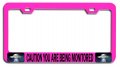 Caution You Are Being Monitored Alien Pink Metal License Plate Frame Tag Holder O95 