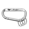 Ipick Image Officially Licensed Ford Mustang Script Laser-etched Silver Metal Carabiner Keychain With Split Key Rings