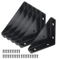 Heavy Duty Triangular Corner Brackets 6 Pack Black Cast Iron Shelf For Furniture Reinforcement Table Bed And Cabinet Support 3
