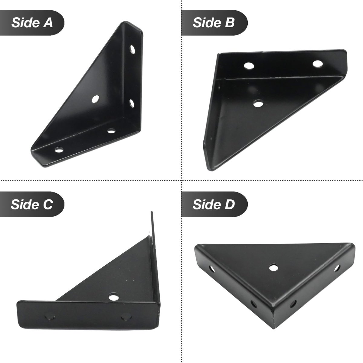 Heavy Duty Triangular Corner Brackets 6 Pack Black Cast Iron Shelf For Furniture Reinforcement Table Bed And Cabinet Support 3