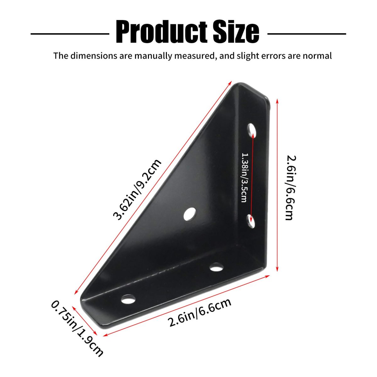 Heavy Duty Triangular Corner Brackets 6 Pack Black Cast Iron Shelf For Furniture Reinforcement Table Bed And Cabinet Support 3