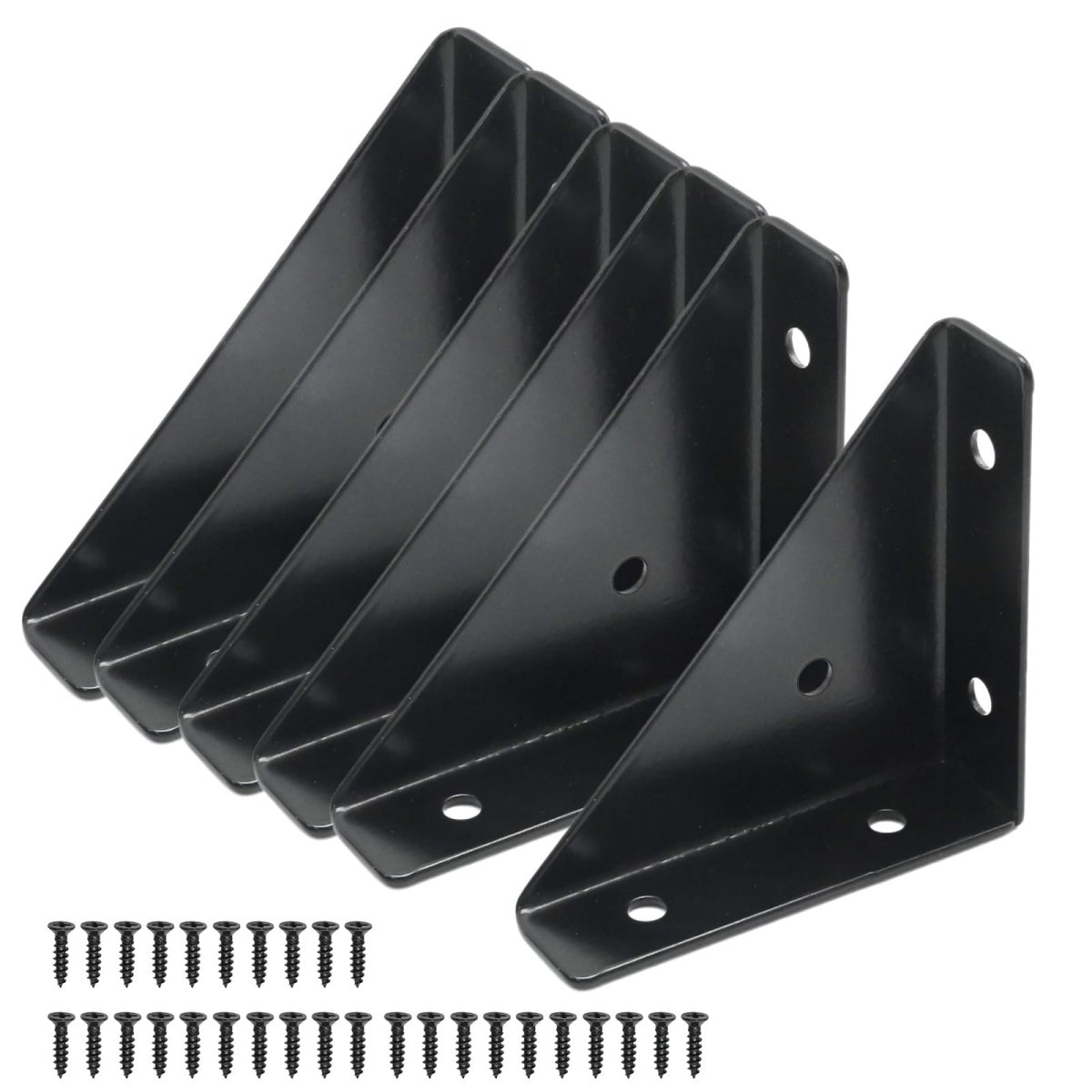 Heavy Duty Triangular Corner Brackets 6 Pack Black Cast Iron Shelf For Furniture Reinforcement Table Bed And Cabinet Support 3