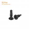 Uxcell St4 2x16mm Sheet Metal Screws 50pcs Black Oxide Zinc Plating Flat Head Phillips Drive Self Drilling