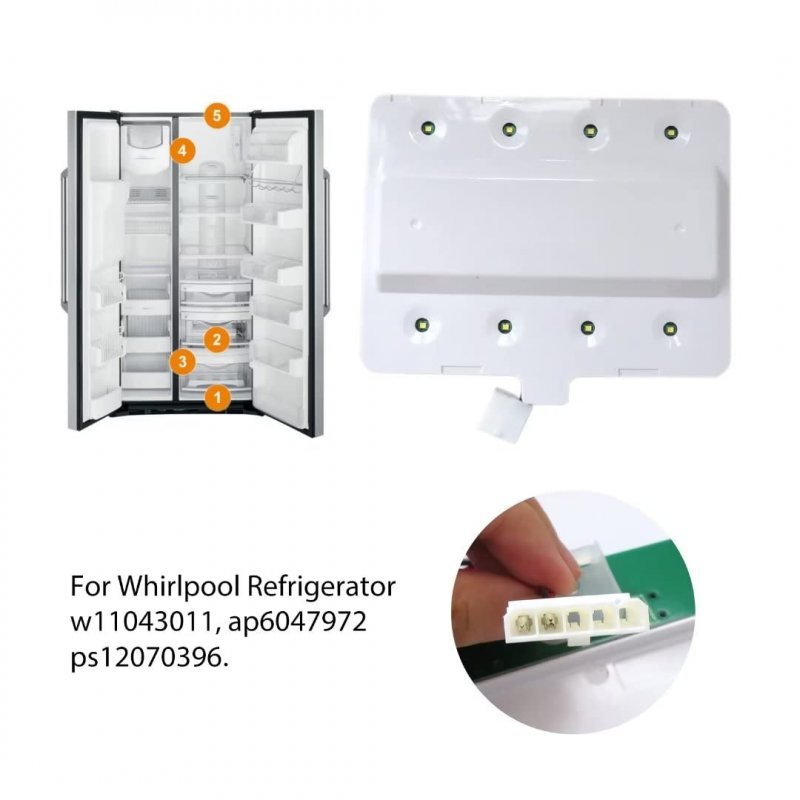 W11043011 Refrigerator Led Light Module For Whirlpool Wrf555sdfz03 Wrx735sdhz00 Replaces W10866538 Eap12070396 Ps12070396