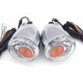 Httmt- Front Chrome Led Running Brake Turn Signal Indicator Light Compatible With H-d Xl 883 1200 92-17 P N Mt224-019f-cd Cl