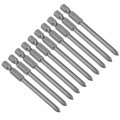Uxcell 10pcs 75mm 1 4 Hex Shank Magnetic 5mm Ph1 Phillips Head Screwdriver Bits S2 High Alloy Steel