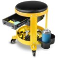 Auto Dynasty Round Mechanics Roller Seat 300 Lbs Capacity Rolling Creeper Garage Shop With Drawers And Tool Tray Mechanic Stool 