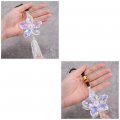 Aumohall Crystal Flower Car Rear View Mirror Pendant Hanging Ornament Lucky Charm With Dangle Beads Transparent