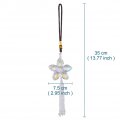 Aumohall Crystal Flower Car Rear View Mirror Pendant Hanging Ornament Lucky Charm With Dangle Beads Transparent
