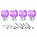 30mm Dia Drawer Knobs 4pcs Crystal Wardrobe Door Pull Handles Purple 