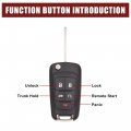 Uxcell Car Replacement Key Fob Shell Case For Chevrolet Camaro Cruze Equinox Malibu Sonic Spark Volt 5 Button Black