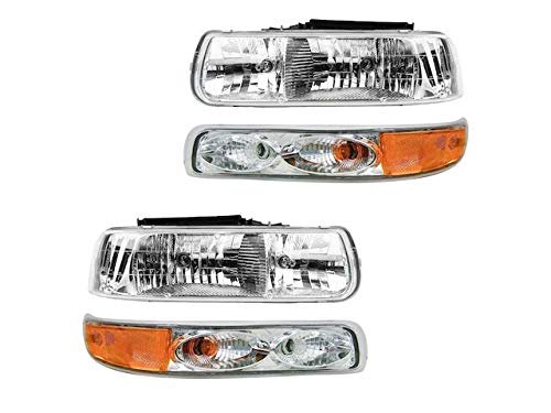 Headlight Assembly And Parking Light Kit 4 Piece For 2000-2006 Chevy Suburban 1500