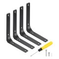 4pcs Floating Shelf Brackets 6 X 5 Inch L-shape Wall Bracket Supports With Screws For Wood Shelves Cabinets Countertop Support 