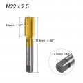 Uxcell Metric Machine Thread Milling Tap M22 X 2 5 H2 Titanium Coated Ti-coated High Speed Steel 4 Straight Flutes Screw