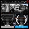 Cartist Carbon Fiber Steering Wheel Cover Compatible With Tesla Model 3 2017-2023 2024 And Y 2020-2023 Anti Skid Leather Car