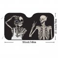 Vantaso Funny Skull Car Windshield Sunshade Cute Skeleton Front Window Umbrella Foldable Shade Sun Visor For Suv 51x27 5inch