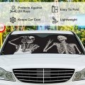 Vantaso Funny Skull Car Windshield Sunshade Cute Skeleton Front Window Umbrella Foldable Shade Sun Visor For Suv 51x27 5inch
