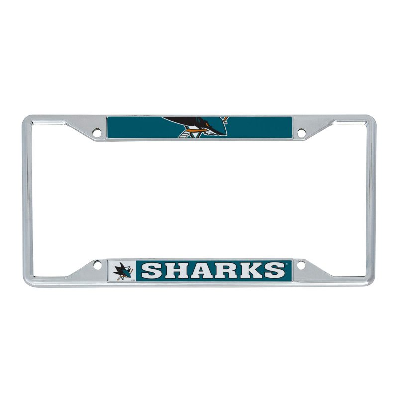 San Jose Sharks Team Nhl National Hockey League Metal License Plate Frame For Front Or Back Of Car Officially Licensed Up Close