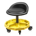 Garage Stool With Adjustable Foam Pad Seat 20 5 In To5 2 Rolling Tool Storage Tray 3 Wheels 2 Brakes 350 Lbs Capacity Yellow 