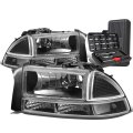 Black Housing Clear Corner Headlight W Bumper Lamps Tool Kit Compatible With Dodge Dakota Durango 97-04