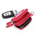 Mioyoow Double Zipper Car Key Bag Portable Case Transparent Leather Fob Protection Withchain For Key Coin 