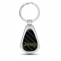 Ipick Image Compatible With Jeep In Green Real Black Carbon Fiber Chrome Metal Teardrop Key Chain Key-ring