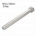 Uxcell M10 Thread 100mm Length Hex Bolts 304 Stainless Steel Hexagon Screw Bolt 2pcs