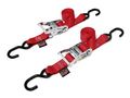 Powertye 1 5in X 6ft Ratchet Tie-downs With Latch Hooks 000 Lb Working Load Limit 3 Breaking Strength - Red Pair 