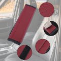 2pcs Universal Seat Belt Shoulder Pad Soft Microfiber Leather Car Safety Strap Covers Neck Mat For Comfortable Driving Wine Red