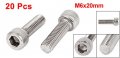 M6x20mm 1mm Pitch Stainless Steel Hex Key Socket Head Cap Screws 20pcs