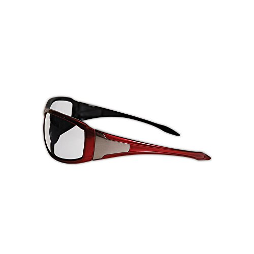 Magid Y90 Gemstone Onyx Protective Eyewear With Red Outside Black Inside Metal-like Inset And Clear Lens One Pair