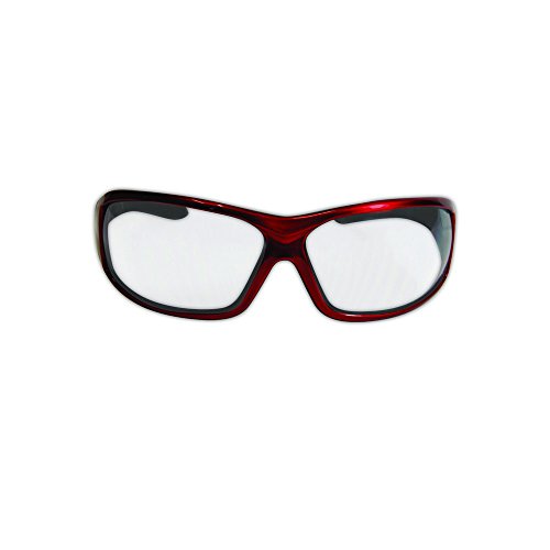 Magid Y90 Gemstone Onyx Protective Eyewear With Red Outside Black Inside Metal-like Inset And Clear Lens One Pair