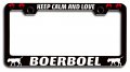 Keep Calm And Love Boerboel Dogs Pets Black Metal License Plate Frame Heavy Duty Stainless Steel Tag Holder For Us Canada 