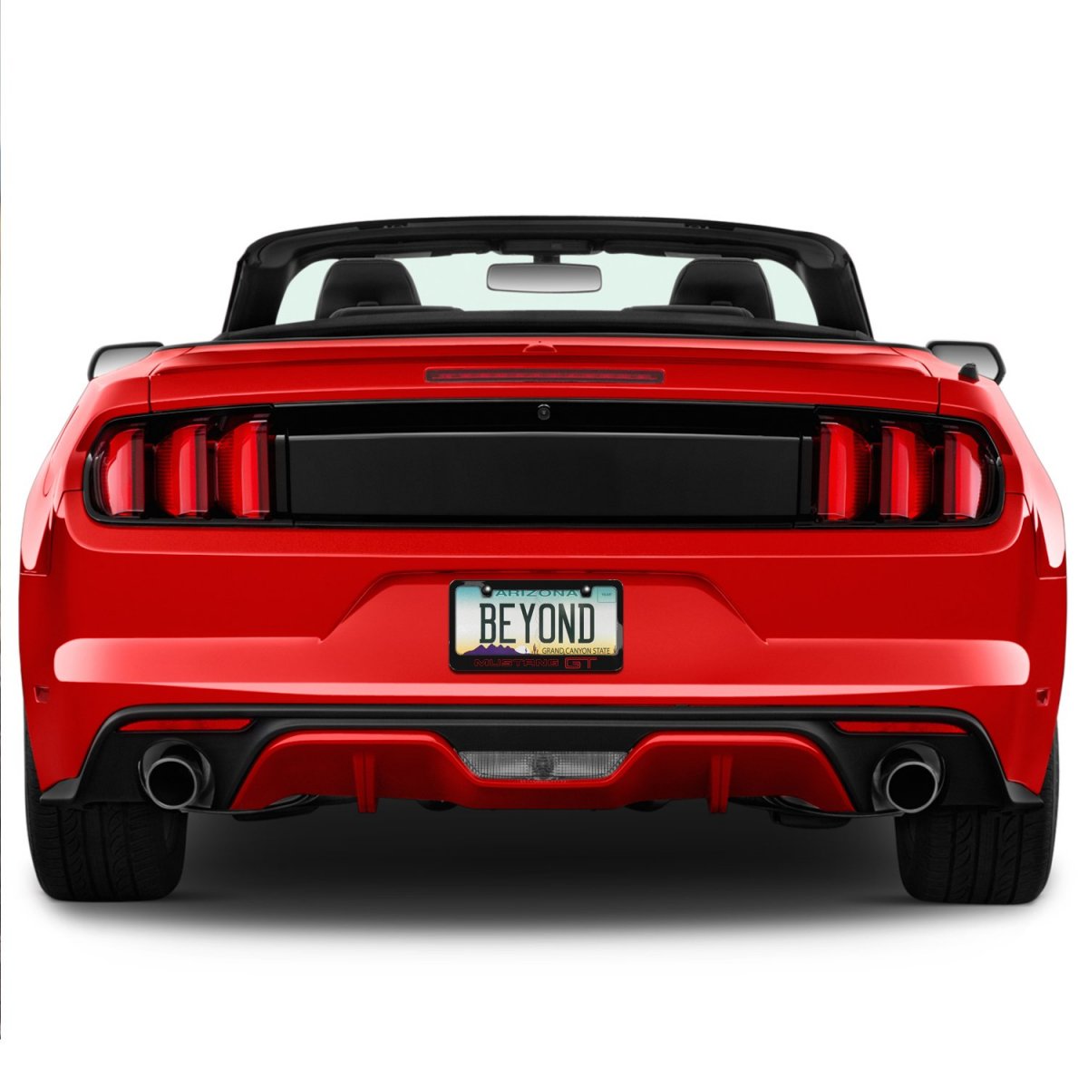Ford Mustang Gt Outline In Red Black Metal License Plate Frame