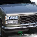 Chrome Led Halo Projector Headlight Bumper And Parking Corner For 94-00 C10 Truck Waterproof Clear Lens Front Position 