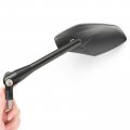 Kiwav Motorcycle Mirrors Medusa Black Sandblasting Aluminum Anti-glare Blue Lens Sleek Slim Small M10 5 16 Inches Bolts 