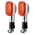Hoypeyfiy 2pcs Motorcycle Turn Signals Chrome Front Lights 12v Replacement For Honda Shadow Vtx Steed Rebel Magna 250 400 750 