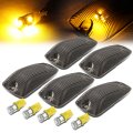 Auto Dynasty Compatible With Gmc C K Series 1500-3500 5 X Led Cab Roof Top Light Lens Bulbs Smoked Housing Yellow