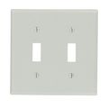 Leviton 87009 2-gang Toggle Device Switch Wallplate Standard Size Thermoset Mount Gray 